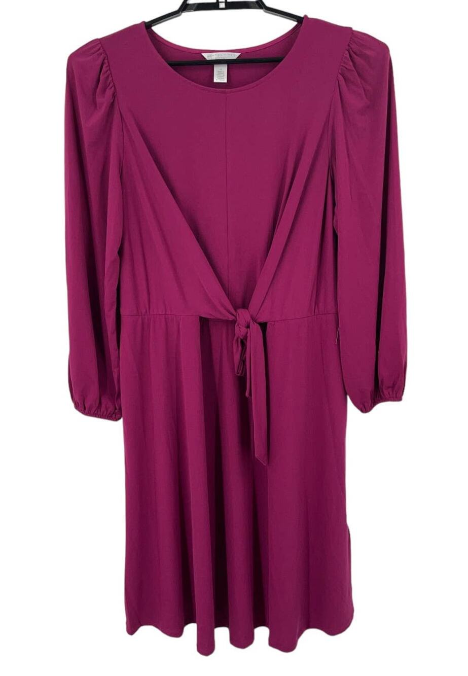 London Times dress long sleeve tie waist purple size 1X